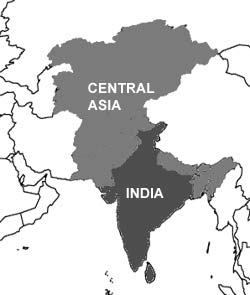 India and Central Asia Map